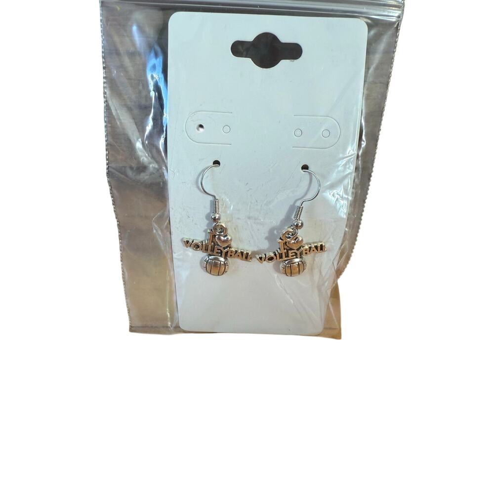 I Love Volleyball silver earrings